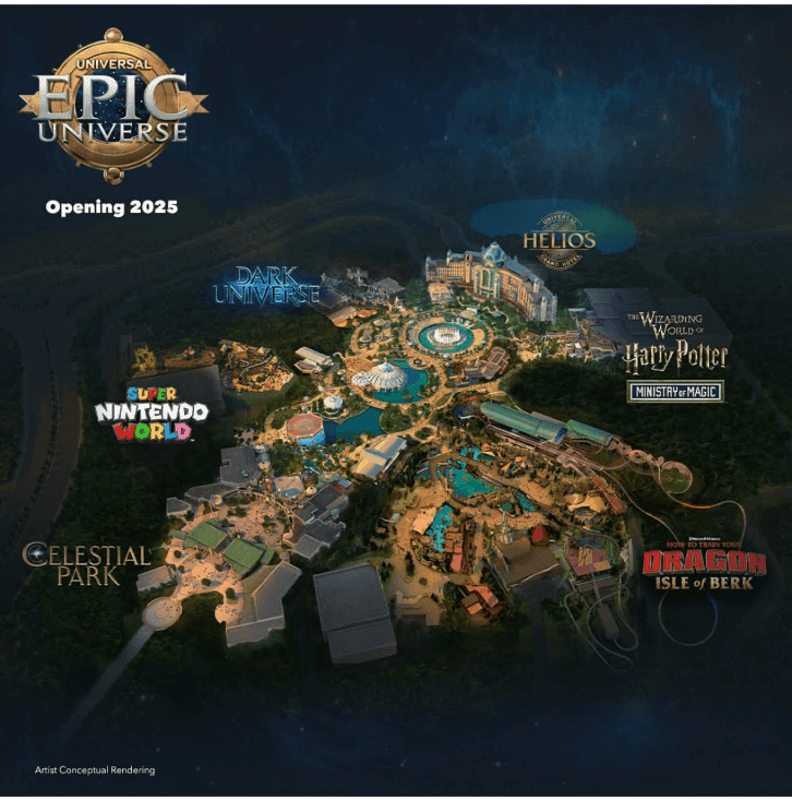 concept art map of epic universe