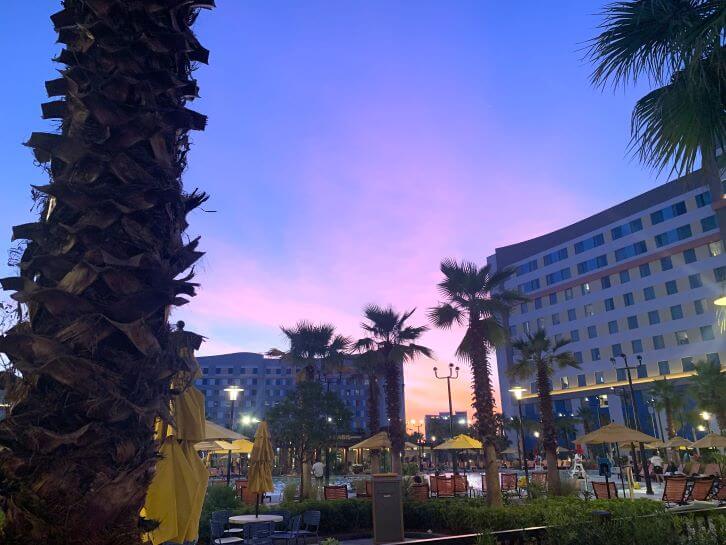 sunset at dockside pool universal