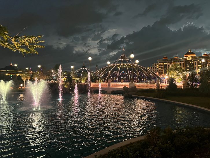 epic universe at night view of carousel