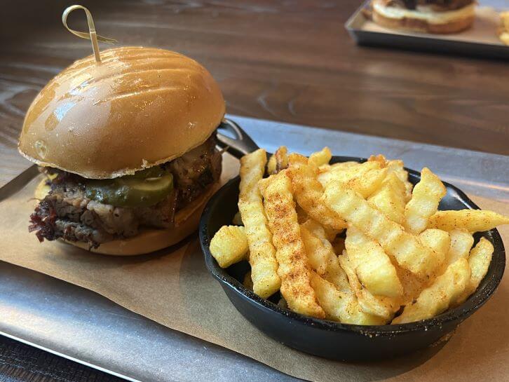 brisket sandwich at oak and star tavern