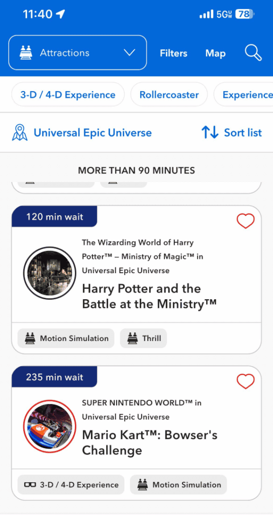 wait times when delays at epic universe
